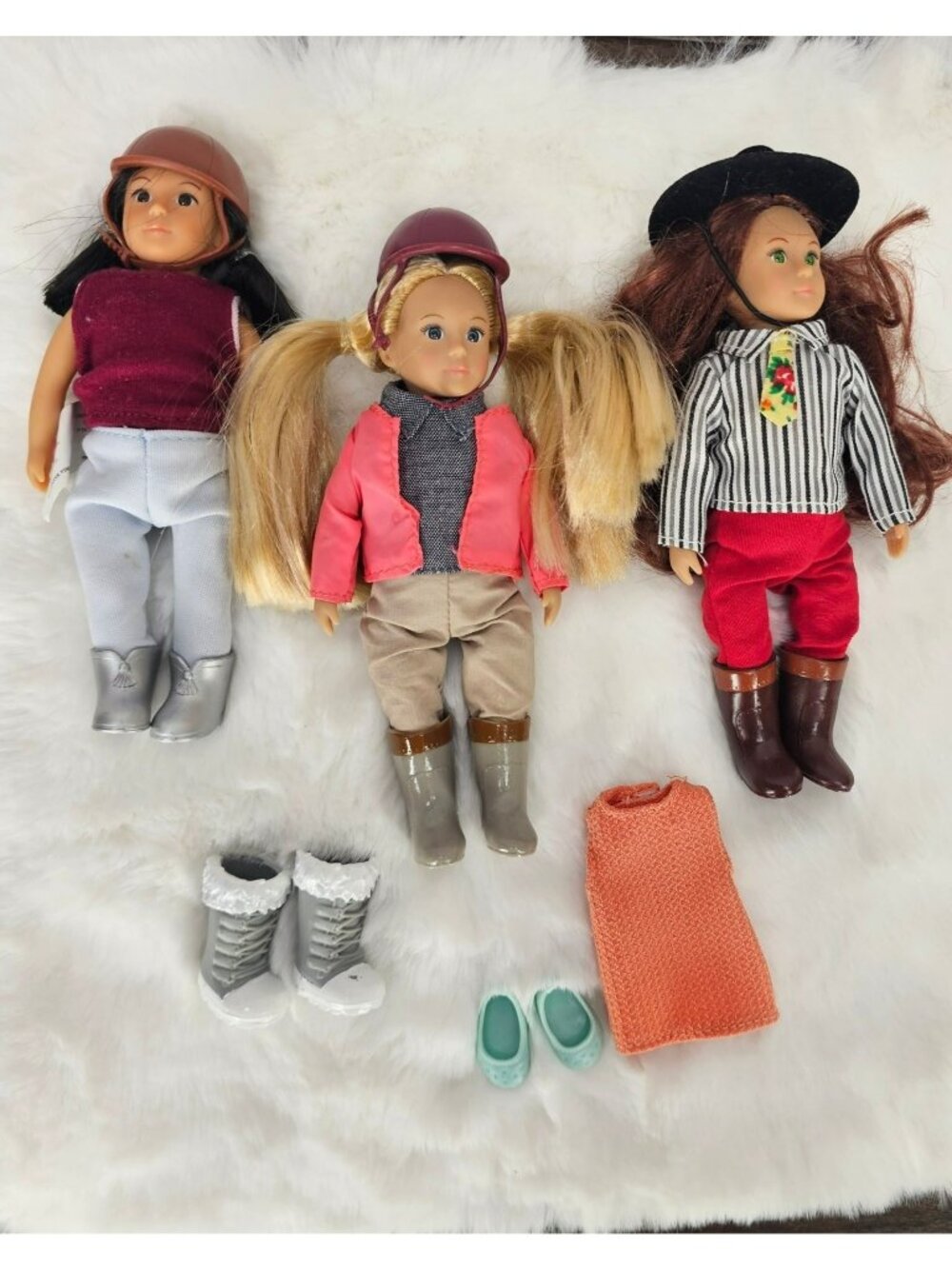 Lori Rhea Riding Doll Set With Accessories 6-Inch By Battat Includes 3 Dolls & E